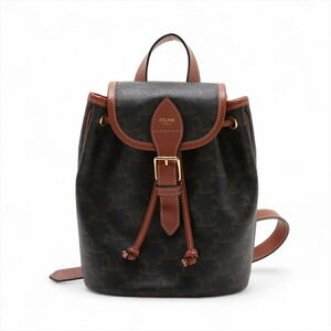 Celine Triomphe leather backpack brown
